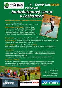 BADMINTONOVÝ CAMP V LETŇANECH je určen pro neregistrované hráče všech úrovní